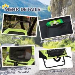 Koirankuljetuskärry 2-in-1 polkupyörän perävaunu ja työntökärry, teräsrunko, 170 x 77 x 90 cm, vihreä