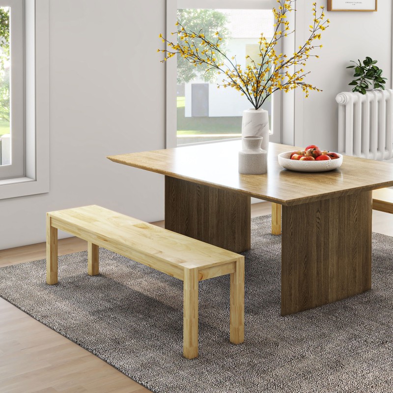 Puupenkki keittiöön 3-hengen massiivimänty 150x33x45 cm luonnonväri