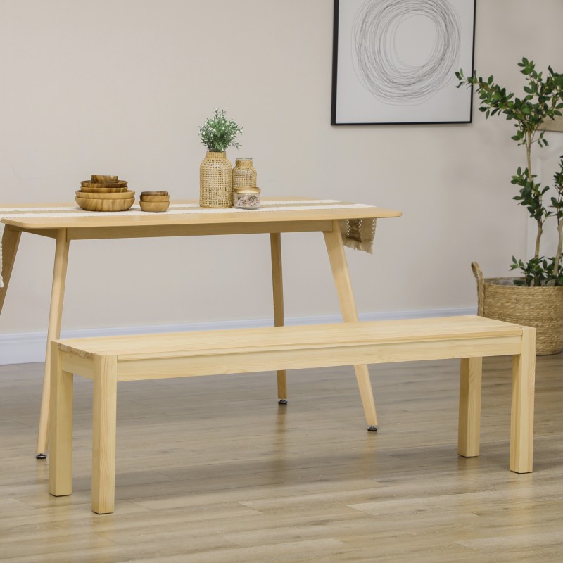 Puupenkki keittiöön 3-hengen massiivimänty 150x33x45 cm luonnonväri