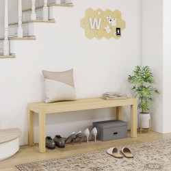 Puupenkki keittiöön, mänty, 3-hengen istuin, 120 x 33 x 45 cm, luonnonvärinen istuin ja mustat jalat