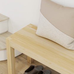 Puupenkki keittiöön, mänty, 3-hengen istuin, 120 x 33 x 45 cm, luonnonvärinen istuin ja mustat jalat