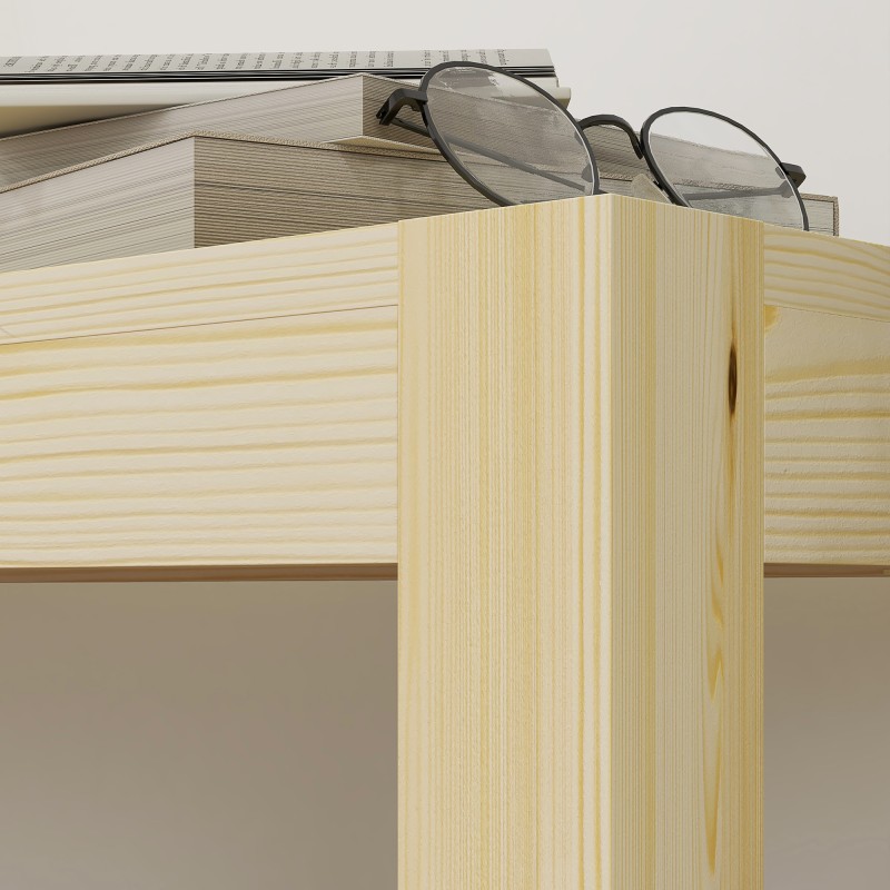 Puupenkki keittiöön, mänty, 3-hengen istuin, 120 x 33 x 45 cm, luonnonvärinen istuin ja mustat jalat