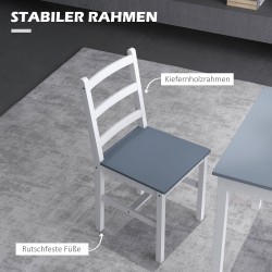 Ruokailuryhmä 2 hengelle, mäntypuuta, pöytä 75x75 cm + 2 tuolia, valkoinen/harmaa