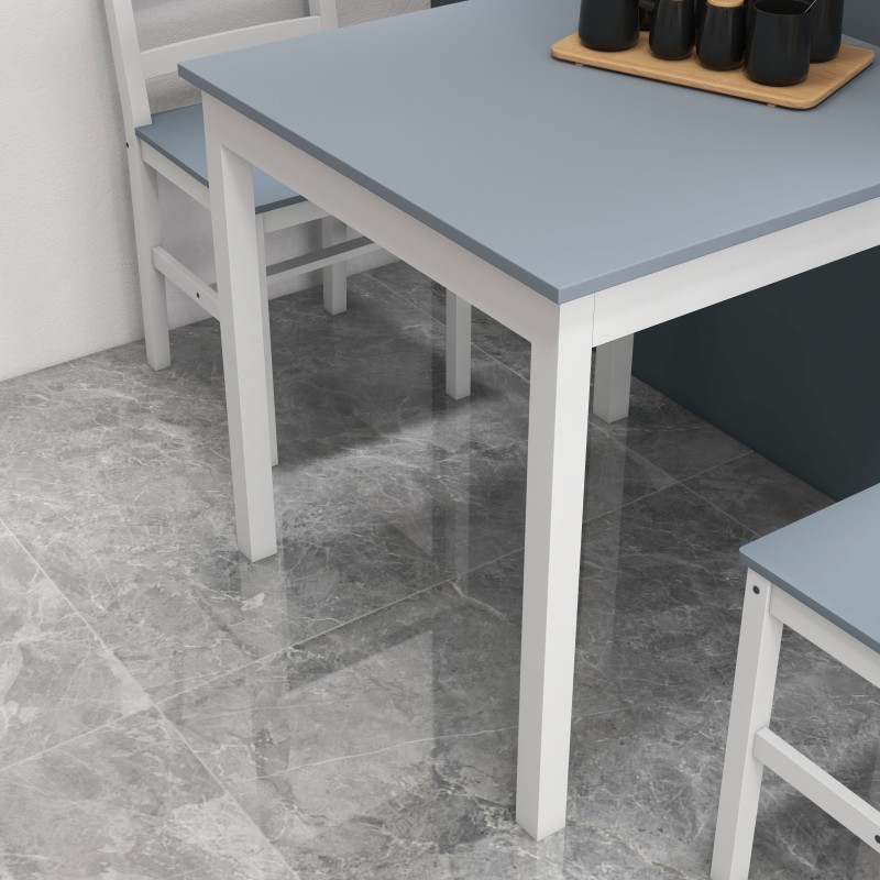 Ruokailuryhmä 2 hengelle, mäntypuuta, pöytä 75x75 cm + 2 tuolia, valkoinen/harmaa