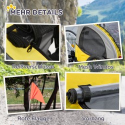 Koiran polkupyörän peräkärry teräsrunko 140 x 71 x 83 cm enintään 20 kg keltainen