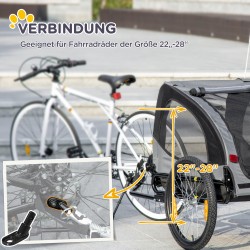 Koiran pyöräperäkärry teräsrungolla 140 x 71 x 83 cm, enintään 20 kg, musta