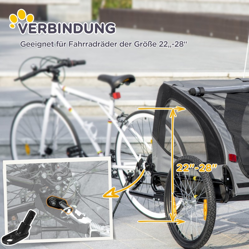 Koiran pyöräperäkärry teräsrungolla 140 x 71 x 83 cm, enintään 20 kg, musta