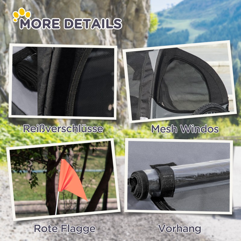 Koiran pyöräperäkärry teräsrungolla 140 x 71 x 83 cm, enintään 20 kg, musta