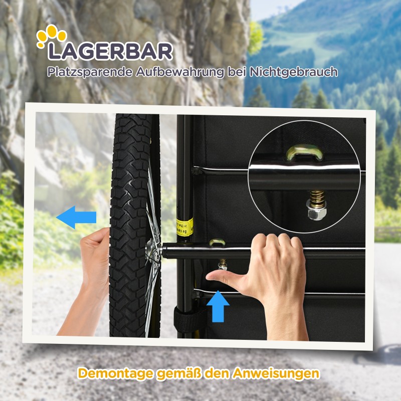 Koirankuljetuskärry polkupyörään, taittuva, teräs ja Oxford-kangas, 140 x 71 x 83 cm, punainen