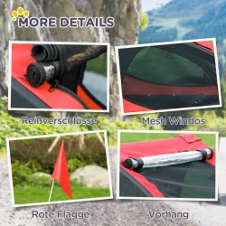 Koirankuljetuskärry polkupyörään, taittuva, teräs ja Oxford-kangas, 140 x 71 x 83 cm, punainen