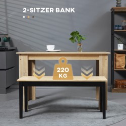 Kahden hengen puupenkki eteiseen ja ruokailutilaan, massiivimänty, 102x36x45 cm, luonnonvärinen/musta