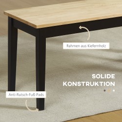 Kahden hengen puupenkki eteiseen ja ruokailutilaan, massiivimänty, 102x36x45 cm, luonnonvärinen/musta