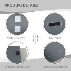 Lukollinen postilaatikko ulkokäyttöön, sinkitty teräs, postiluukku 30 cm, antrasiitinharmaa