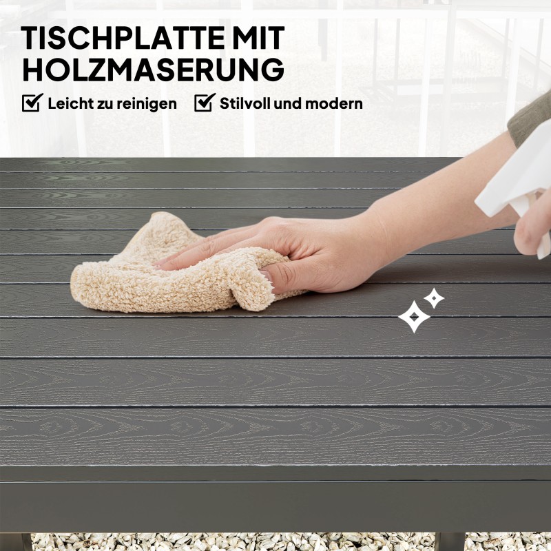 Ulkopöytä 4 hengelle alumiini/teräs 73 x 73 x 72 cm puunsävyinen kansi musta