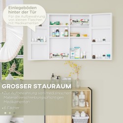 Lääkekaappi seinään kiinnitettävä teräs 6 hyllyä lukittava 55 x 18 x 60 cm valkoinen