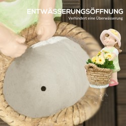 Puutarhapatsas tyttö kukkakorin kanssa, magnesiumoksidi, säänkestävä, 20 x 30 x 40 cm, monivärinen