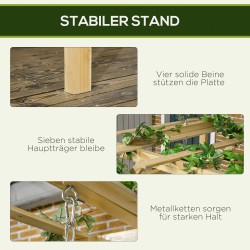 Kahden hengen puutarhakeinu pergolalla, kuusimassiivia, säädettävä, 221 x 140 x 196 cm, luonnonpuu