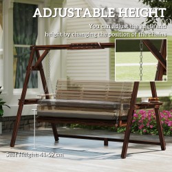 Pihakeinu 3-hengen täyspuinen kuusipuu, sivutasot, istuintyyny, kantavuus 330 kg, hiiltynyt puunsävy