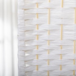 Tilanjakaja olohuoneeseen 4-osainen bambu/paperinaru 160 x 170 cm valkoinen