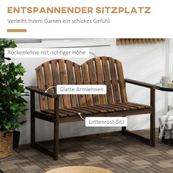 Puutarhapenkki 2 hengelle ulkokäyttöön kuusi 114x63x86 cm tummanruskea