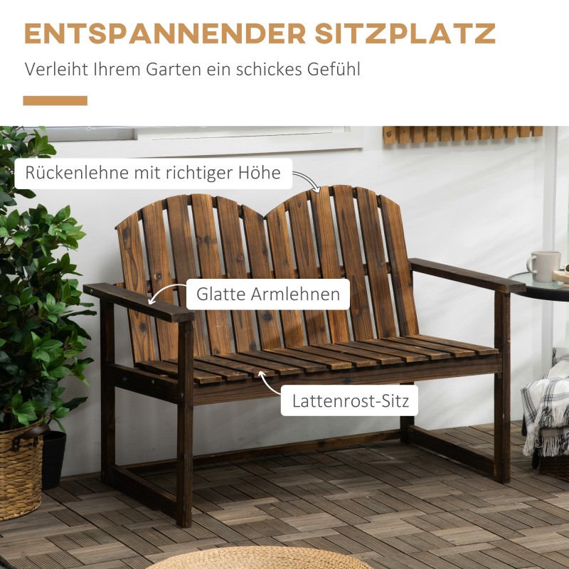 Puutarhapenkki 2 hengelle ulkokäyttöön kuusi 114x63x86 cm tummanruskea