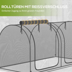 Kasvisuoja verkolla ja teräsrungolla 249 x 120 x 120 cm, musta