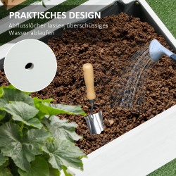 Istutuslaatikko säleiköllä ja pyörillä, massiivipuuta, 76 x 30 x 155 cm, valkoinen, säänkestävä