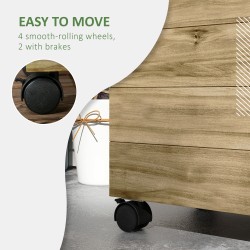 Istutuslaatikko säleiköllä ja pyörillä, kuusipuuta, säänkestävä, luonnonpuu, 76 x 30 x 155 cm