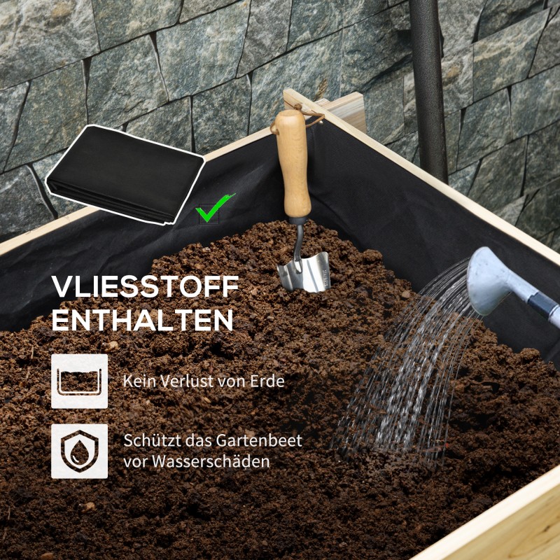 Kolmiportainen viljelylaatikko puutarhaan, kuusipuu, 93 x 93 x 35 cm, luonnonvärinen