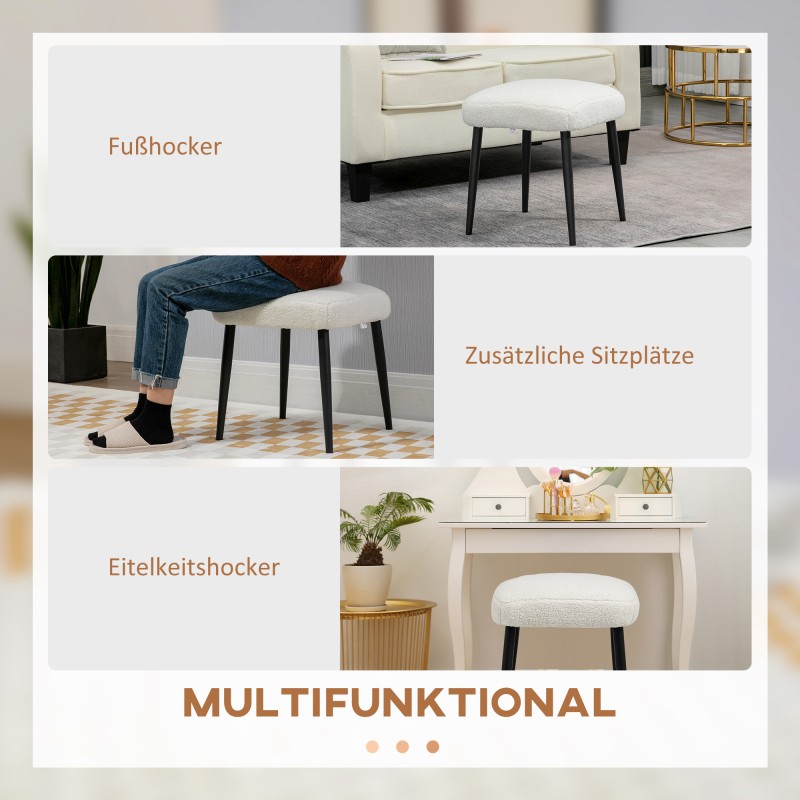 Jalkarahi istuinrahi kashmir-tyylinen kangas 42x42x44 cm cremevalkoinen