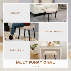 Rahi jalkarahi ja istuinrahi, pehmeä teddy-verhoilu, teräsjalat, 42x42x44 cm, beige