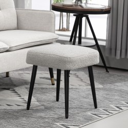 Rahi jalkatuki teräsjaloilla, kashmiria muistuttava verhoilu, 42 x 42 x 44 cm, vaaleanharmaa