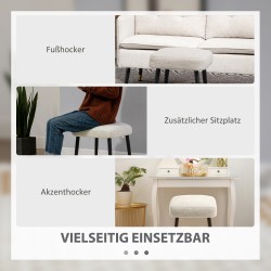 Rahi jalkatuki teräsjaloilla, kashmiria muistuttava verhoilu, 42 x 42 x 44 cm, vaaleanharmaa