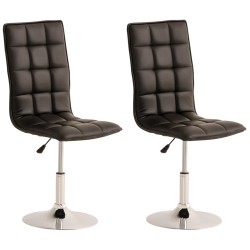 Tyylikäs säädettävä ruokailutuolipari keinonahalla ja korkealla selkänojalla