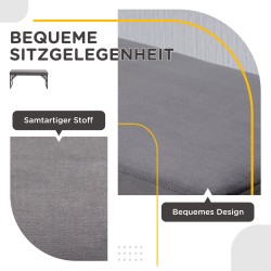 Eteispenkki pehmusteella, samettinen kenkäpenkki teräsrungolla 100x35x47 cm, tummanharmaa/musta