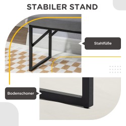 Eteispenkki pehmusteella, samettinen kenkäpenkki teräsrungolla 100x35x47 cm, tummanharmaa/musta