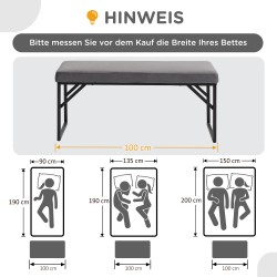 Eteispenkki pehmusteella, samettinen kenkäpenkki teräsrungolla 100x35x47 cm, tummanharmaa/musta