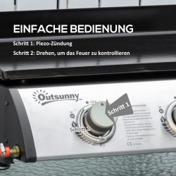 Kaasugrilli 3 polttimella, emaloitu tarttumaton paistolevy, ruostumaton teräs, 63 x 48 x 21 cm, musta/hopea