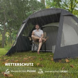 Retkeilyteltta 3–4 hengelle, 2 tilaa, polyesteri, 475 x 264 x 172 cm, musta