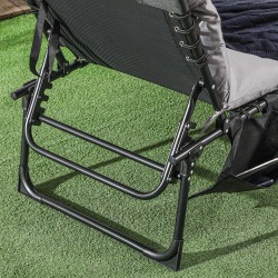 Taitettava aurinkovuode teräsrungolla, 5-asentoinen selkänoja, 58 x 189 x 32,5 cm, musta/vaaleanharmaa, 120 kg