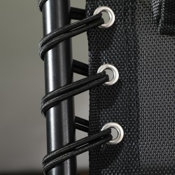 Taitettava aurinkovuode teräsrungolla, 5-asentoinen selkänoja, 58 x 189 x 32,5 cm, musta/vaaleanharmaa, 120 kg