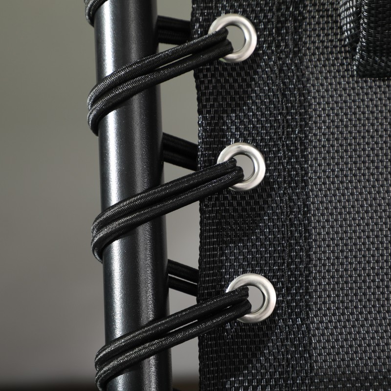 Taitettava aurinkovuode teräsrungolla, 5-asentoinen selkänoja, 58 x 189 x 32,5 cm, musta/vaaleanharmaa, 120 kg