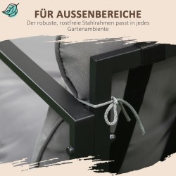 Puutarhan oleskeluryhmä 4 osaa, teräs ja lasi, 2 nojatuolia, 2‑istuttava sohva, pöytä, harmaa/musta