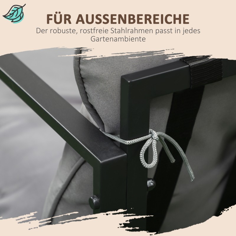 Puutarhan oleskeluryhmä 4 osaa, teräs ja lasi, 2 nojatuolia, 2‑istuttava sohva, pöytä, harmaa/musta