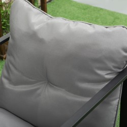 Puutarhan oleskeluryhmä 4 osaa, teräs ja lasi, 2 nojatuolia, 2‑istuttava sohva, pöytä, harmaa/musta