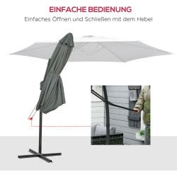 Sivusta ripustettava puutarhavarjo Ø293 cm metallirunko ristijalalla tummanharmaa