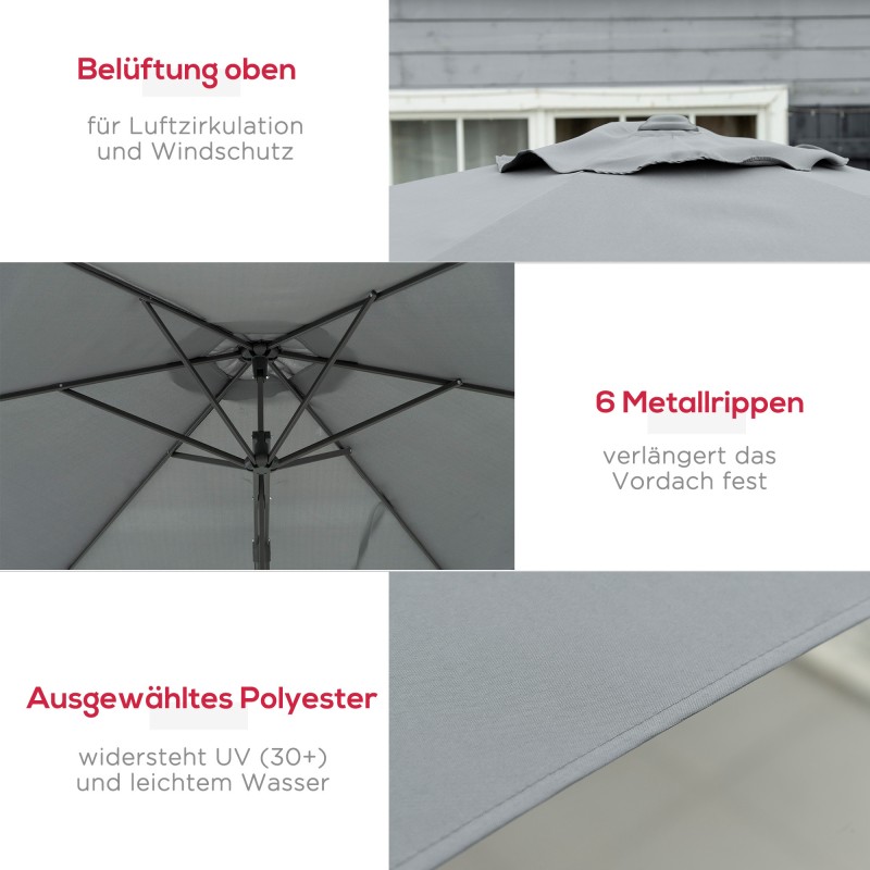 Sivusta ripustettava puutarhavarjo Ø293 cm metallirunko ristijalalla tummanharmaa