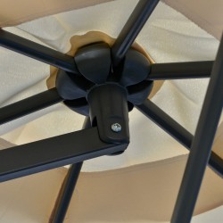 Sivusta ripustettava puutarha- ja terassi­varjo Ø293 cm, metallirunko, kermanvalkoinen, ristijalusta