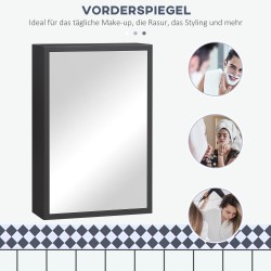 Peilikaappi kylpyhuoneeseen, ruostumaton teräs ja alumiini, 3 hyllyä, 40 x 15 x 60 cm, musta