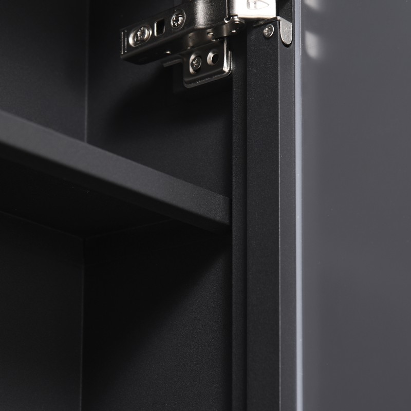 Peilikaappi kylpyhuoneeseen, ruostumaton teräs ja alumiini, 3 hyllyä, 40 x 15 x 60 cm, musta